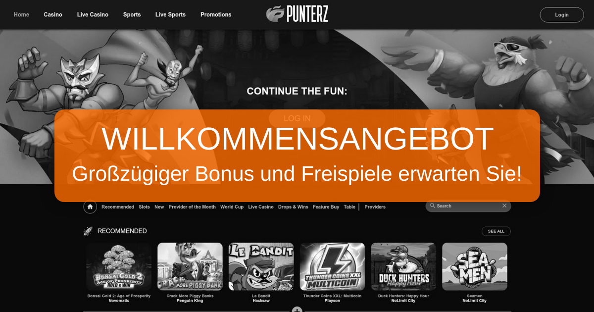 Punterz Casino welcome bonus