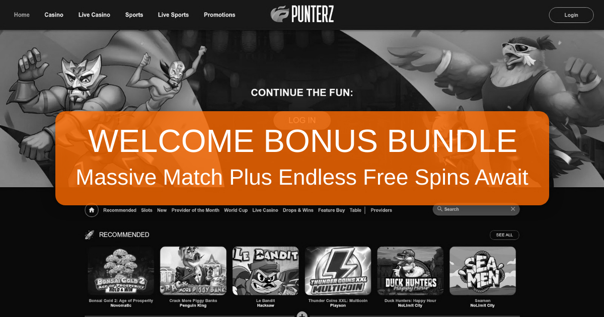 Punterz Casino welcome bonus